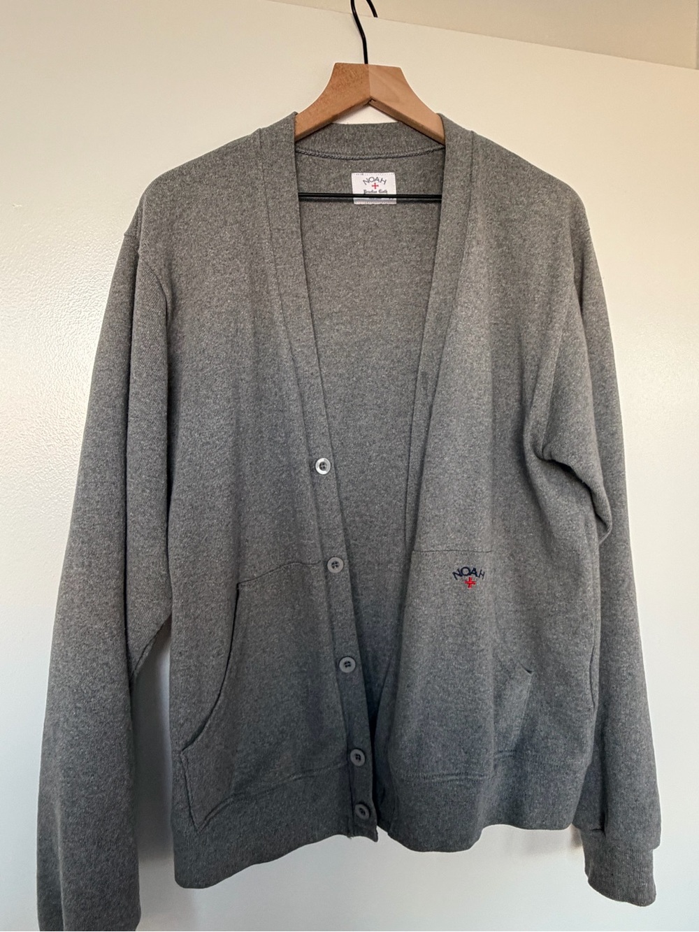 Noah NYC Gray Button Cardigan with Subtle Logo